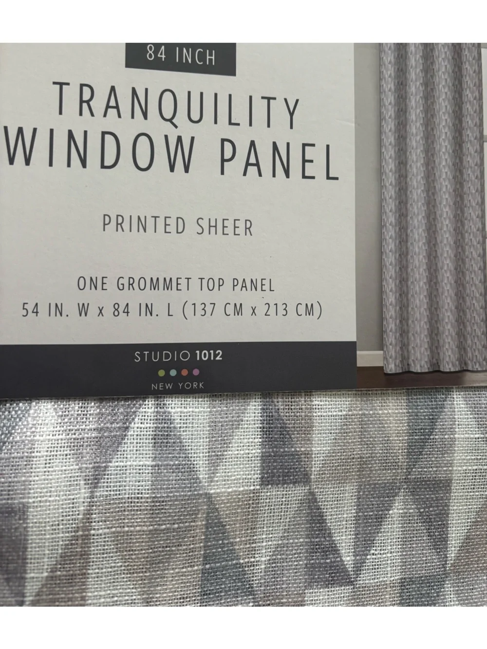Tranquility by Colorado Clothing Geometric Sheer Window Panels in Gray and White